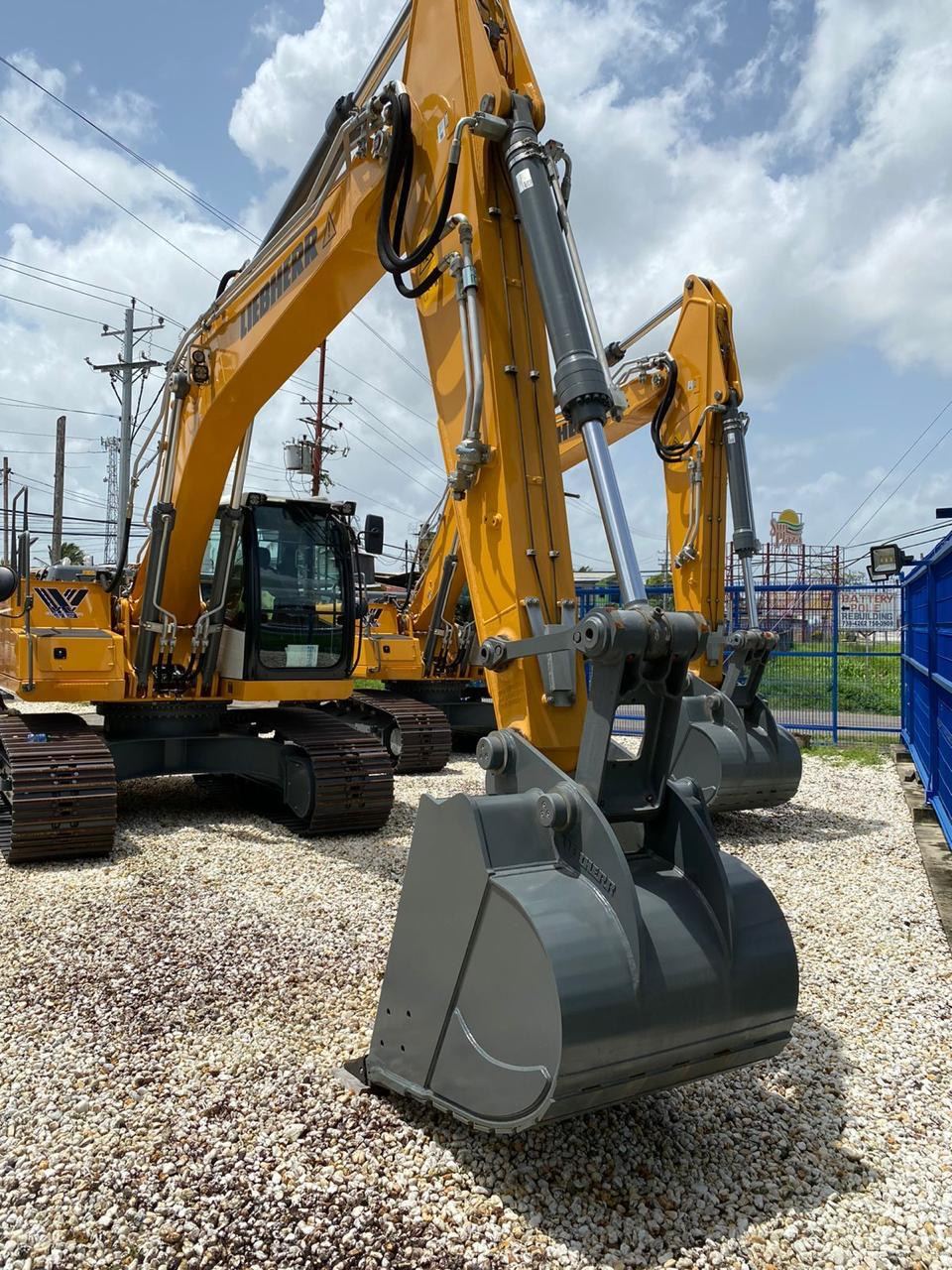 Liebherr excavators with buckets raised